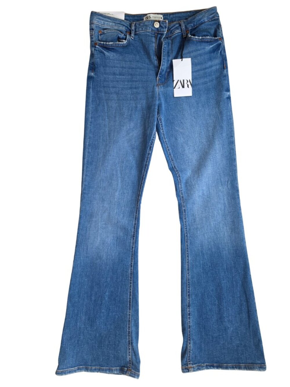 NWT Zara The HW Skinny Flare High Waisted Jeans Azure Blue Size 10 US EUR 42